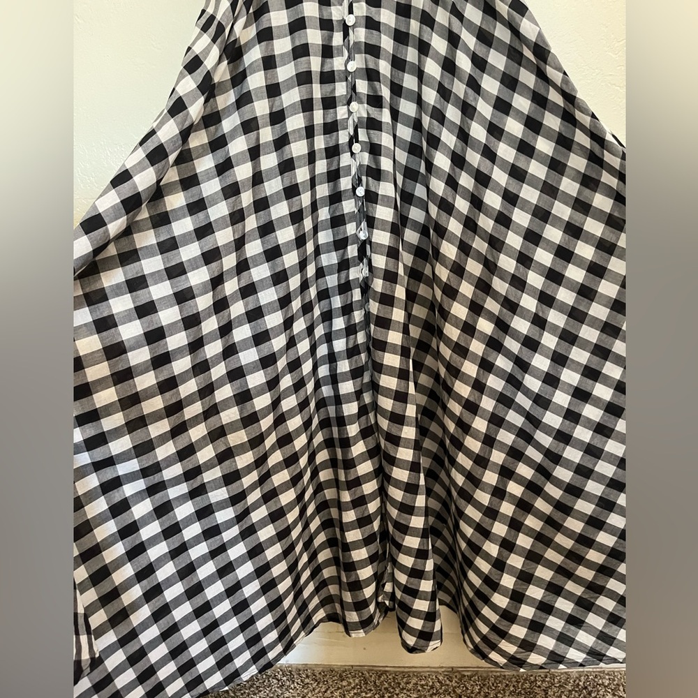 J. Crew Beachwear Button Front Ruffle Dress Black and White Gingham Sz med - Picture 8 of 16